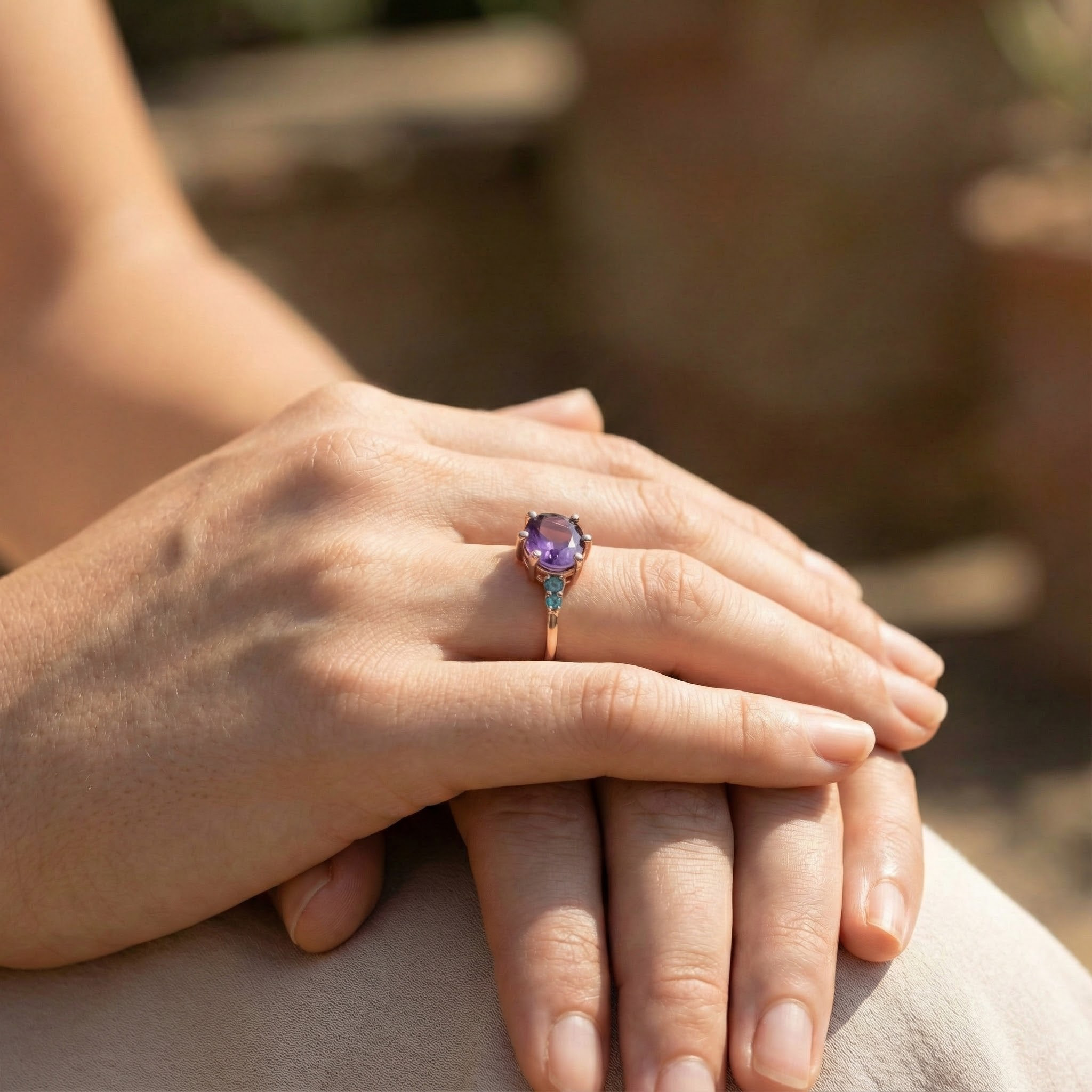 Oval amethyst engagement ring crafted with unique design