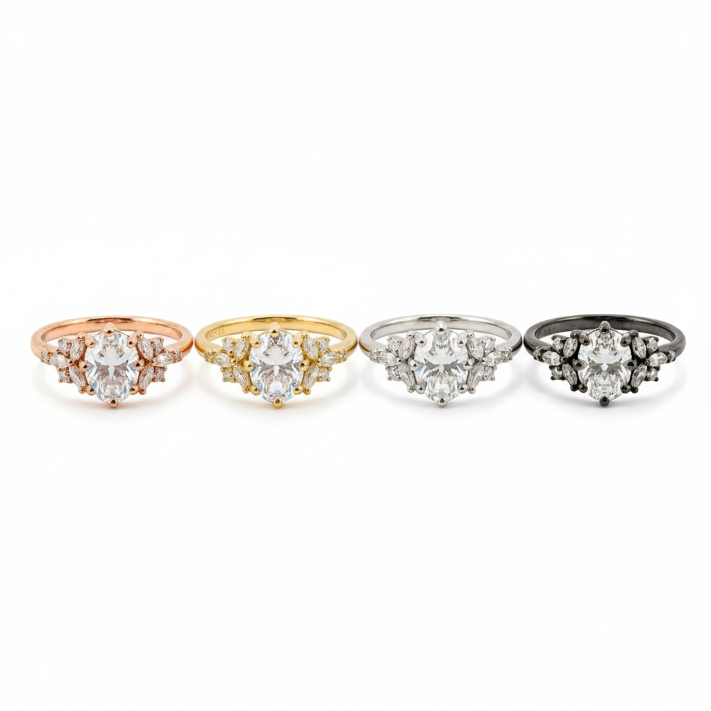 Lifestyle view of Oval Moissanite Engagement Ring in Gold