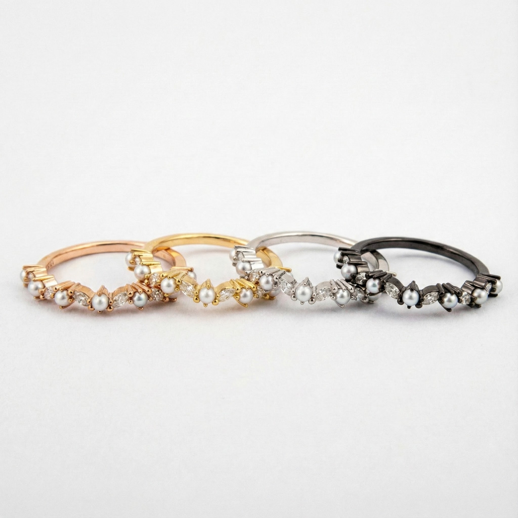 Pearl and Moissanite Fashion Jewelry Stackable Rings Match Ring Gift For Her