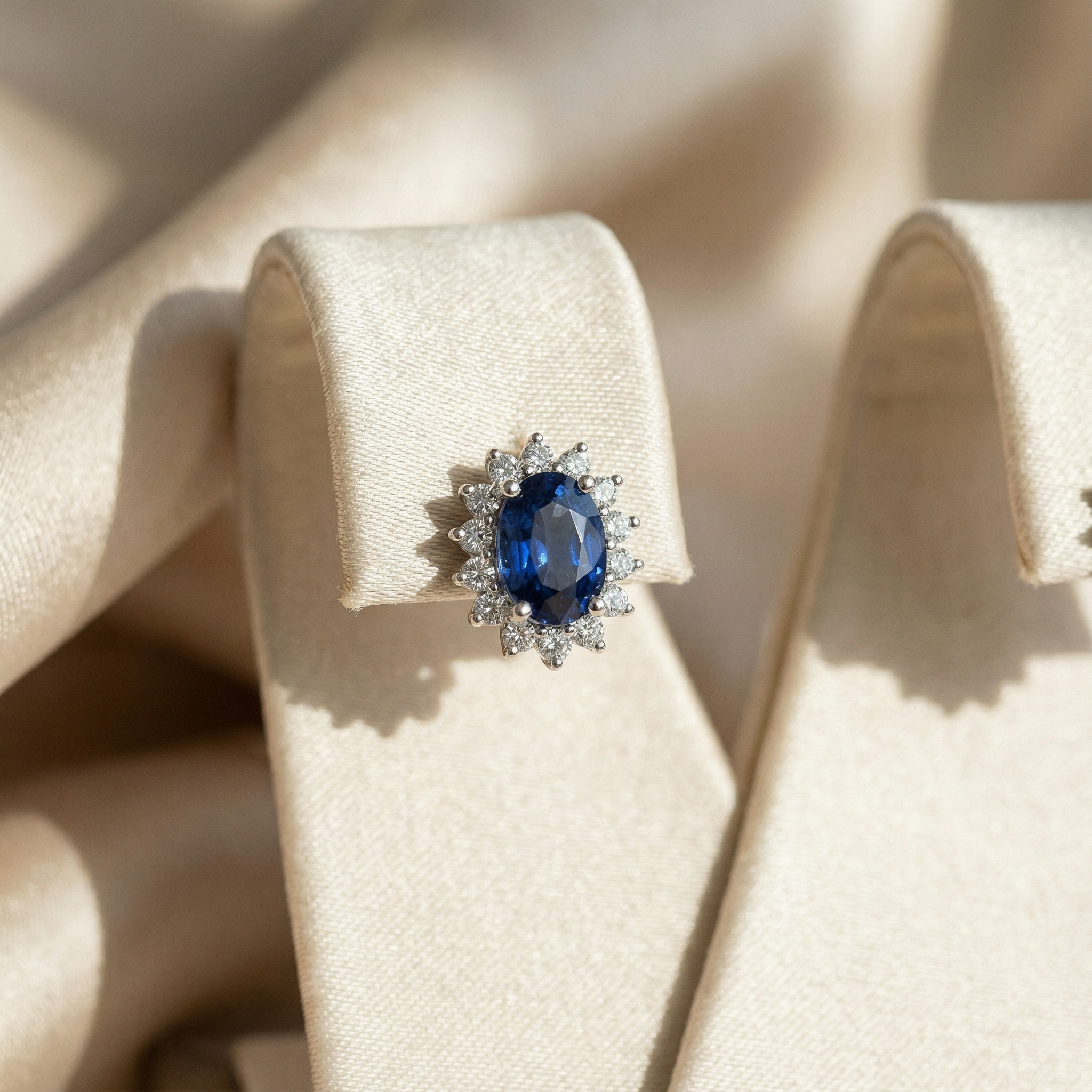 Classic Sapphire and Eternity Diamond Stud Earrings Sapphire Earrings White Gold Earrings