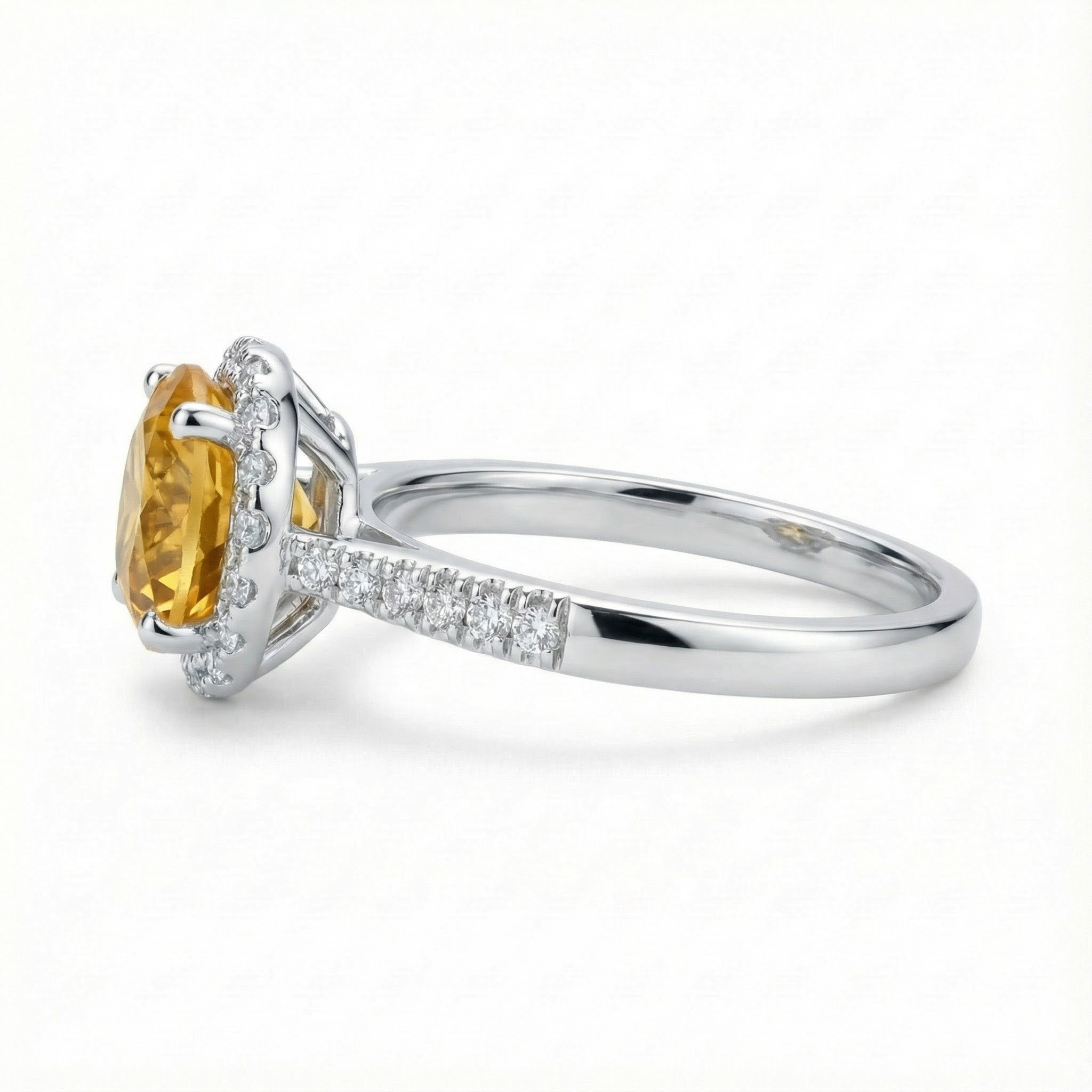 1 Carat Round Citrine Halo Ring Classic Engagement Citrine Engagement Ring Vintage