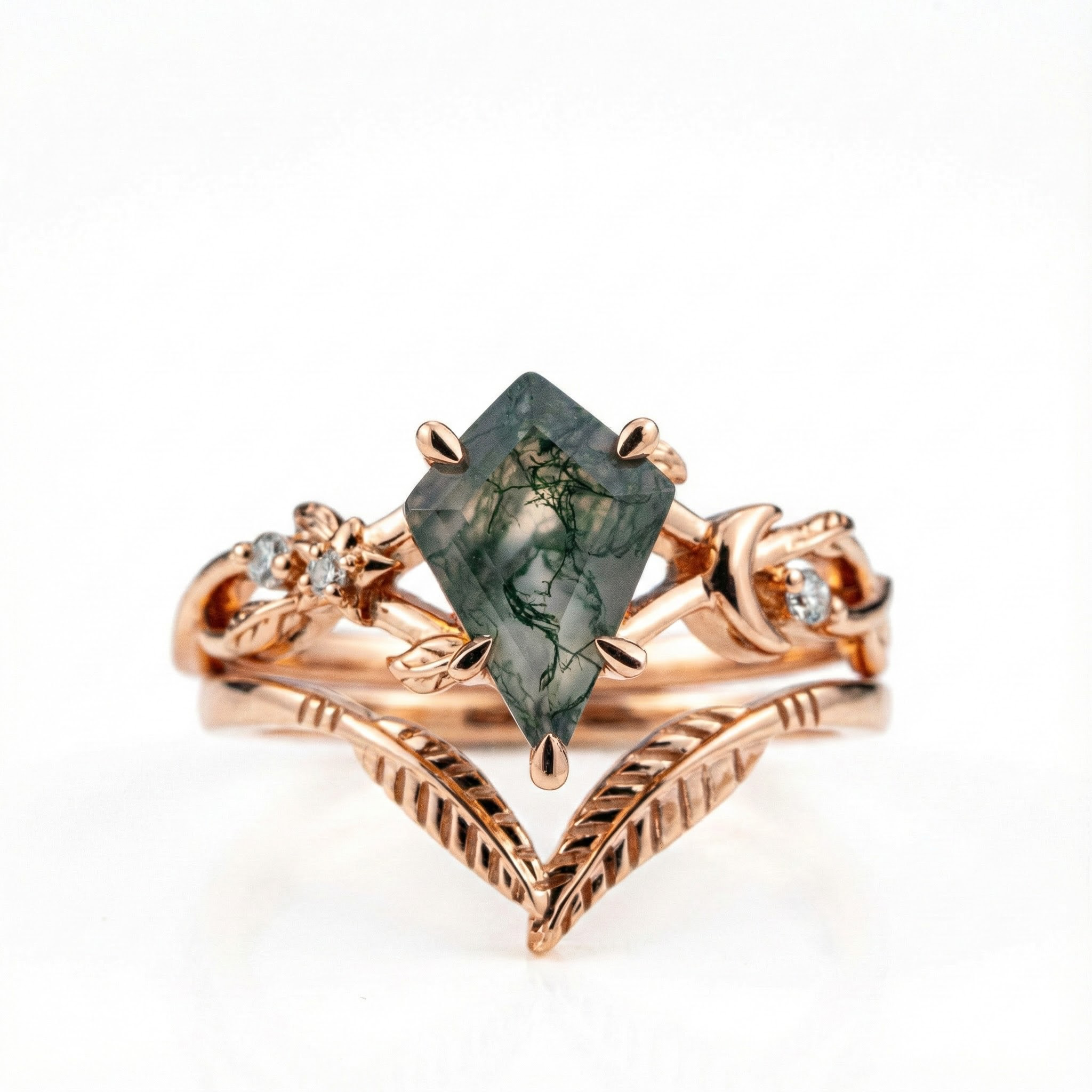 Leaf Wedding Ring For Her Floral Ring Matching Ring For Couple Agate Ring Enagegement 