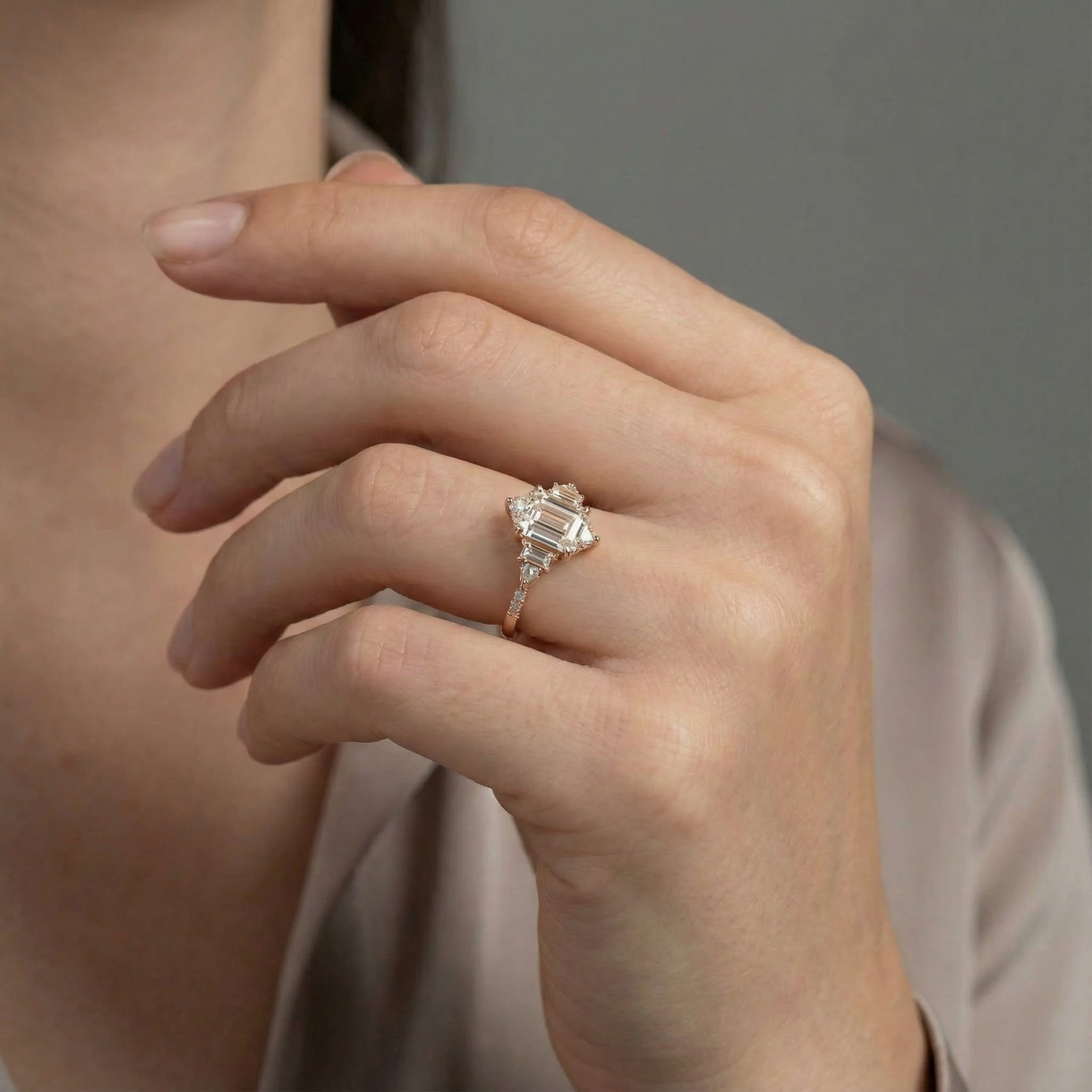 Long Hexagonal Moissanite Engagement Ring - Exquisite Diamond Alternative Jewelry