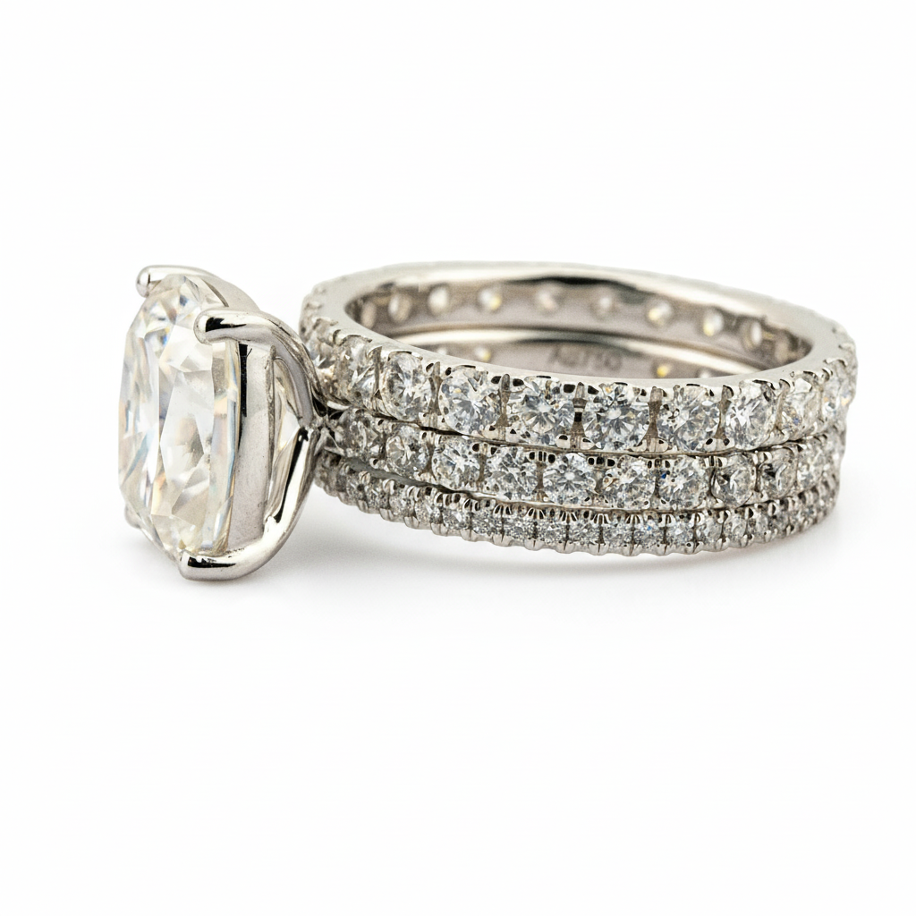 Product view of Emerald Ring Set in White Gold