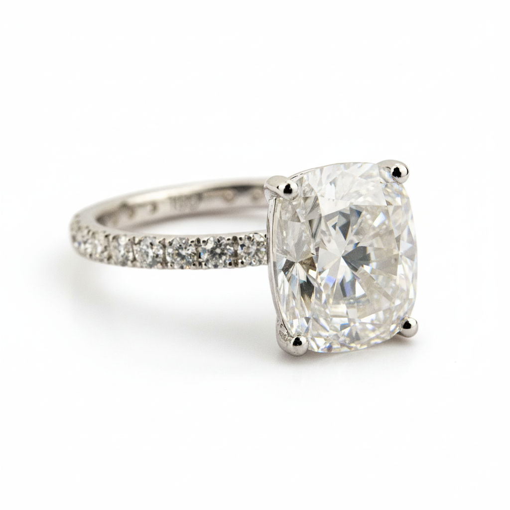 Product view of Emerald Engagement Ring in White Gold