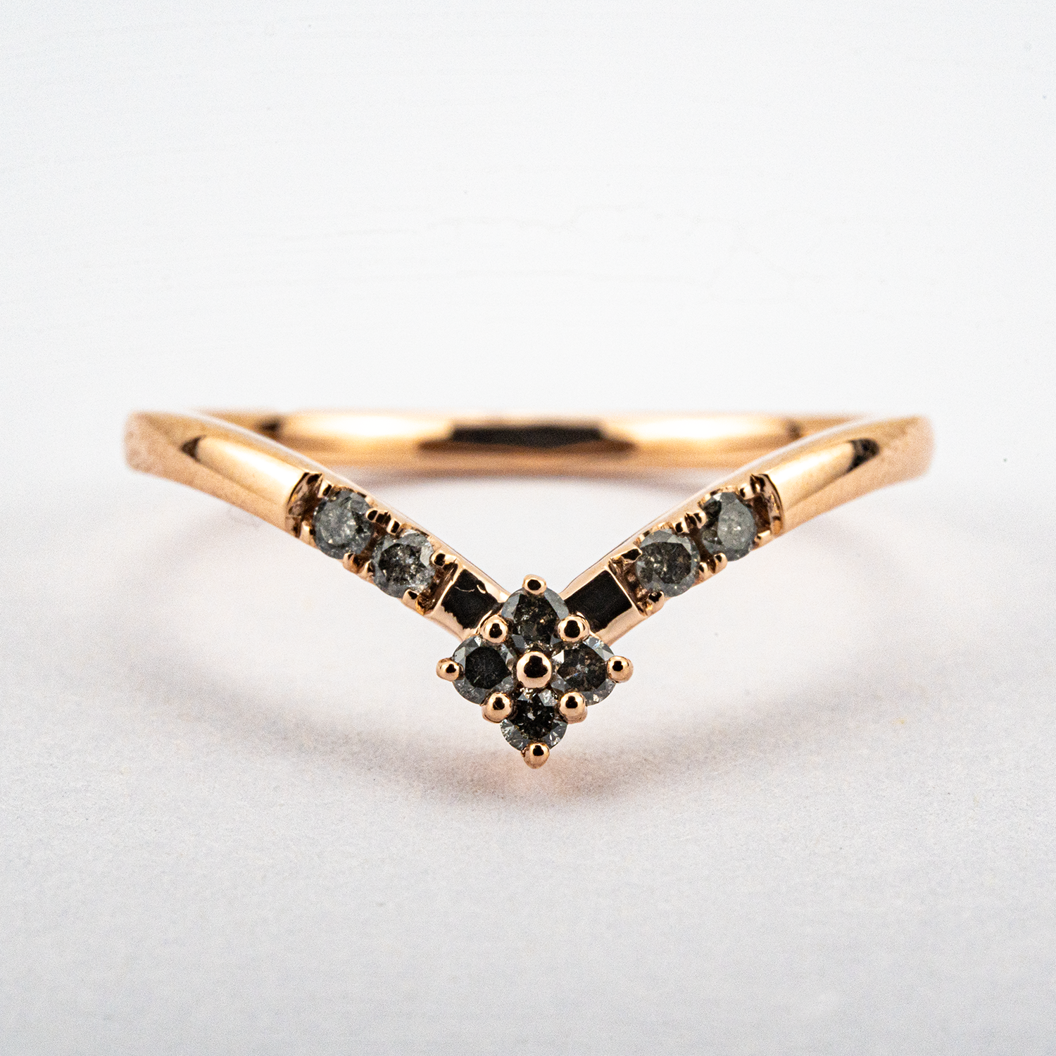 2 Carat Long Hexagonal Salt and Pepper Diamond Engagement Ring Set 