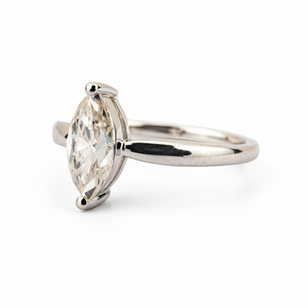 Product view of Marquise Moissanite Engagement Ring in Gold
