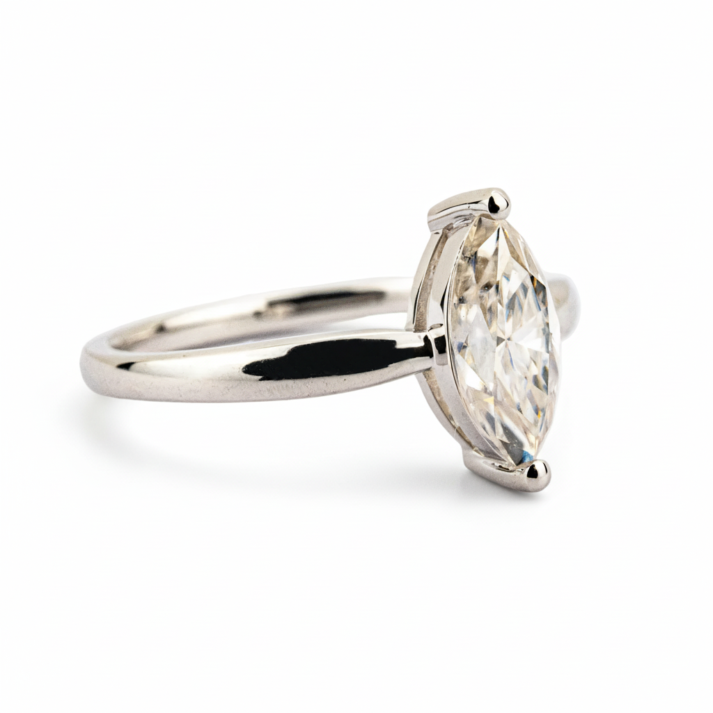 Product view of Marquise Moissanite Engagement Ring in Gold