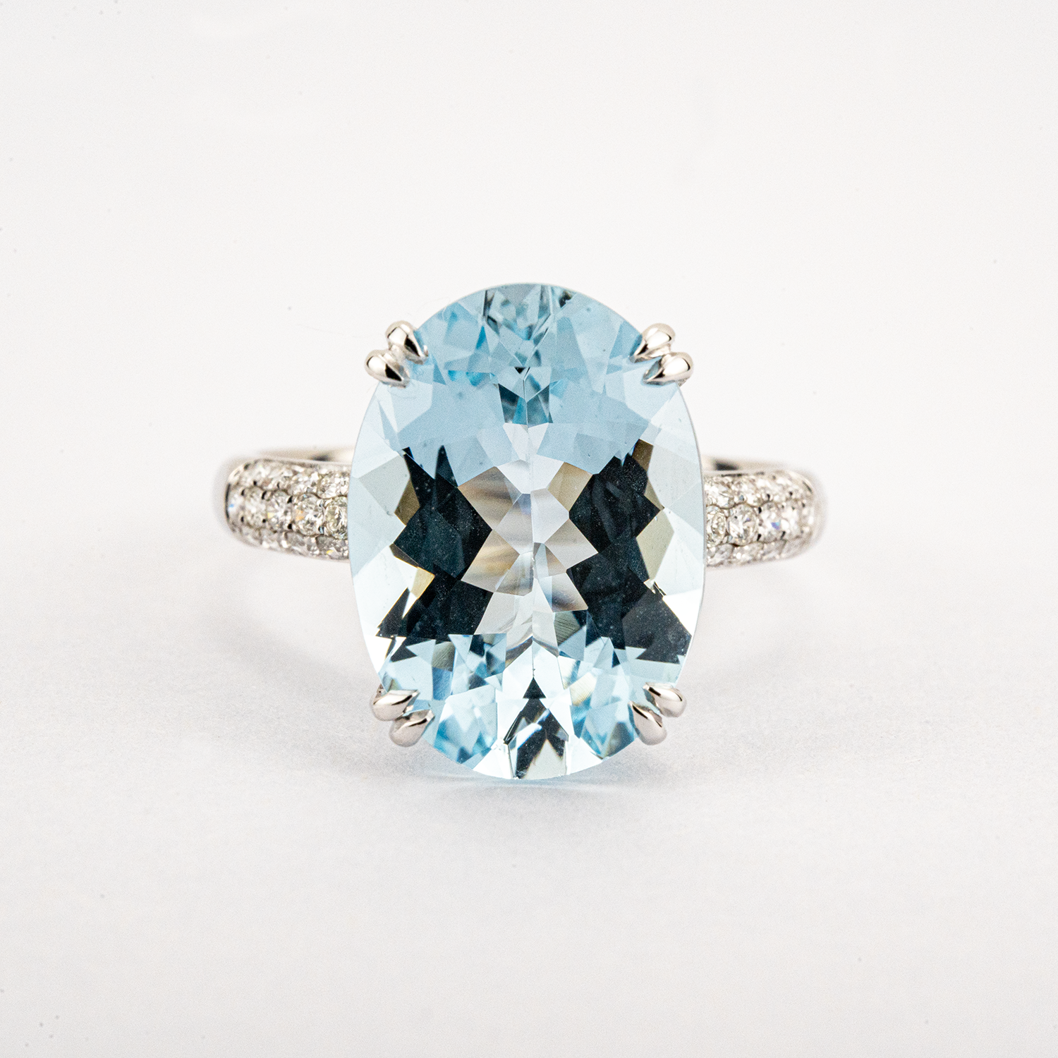 2ct Oval Blue Zircon White Gold Ring Classic  Engagement Ring 