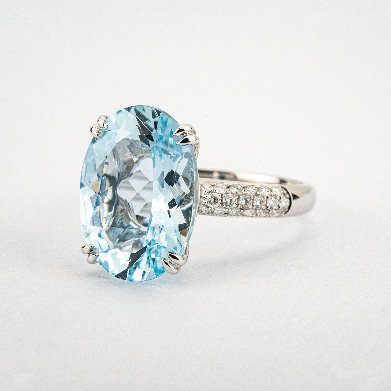 2ct Oval Blue Zircon White Gold Ring Classic  Engagement Ring 
