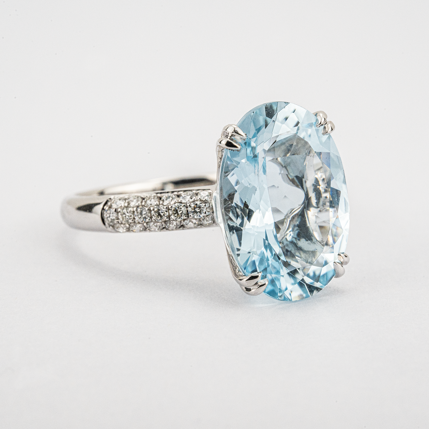 2ct Oval Blue Zircon White Gold Ring Classic  Engagement Ring 