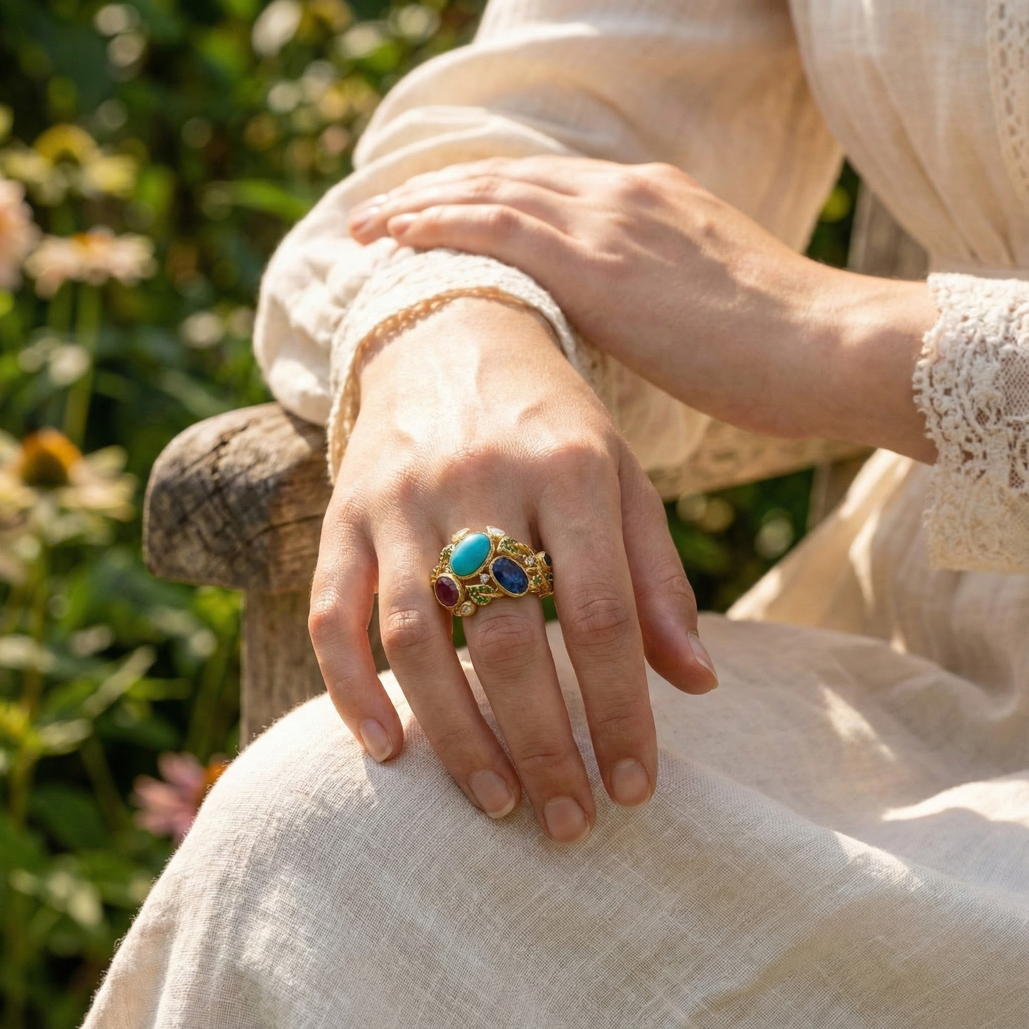 Nebulae - Luxurious Gems Ring Art Deco Ring Vintage Unusual Wedding Ring