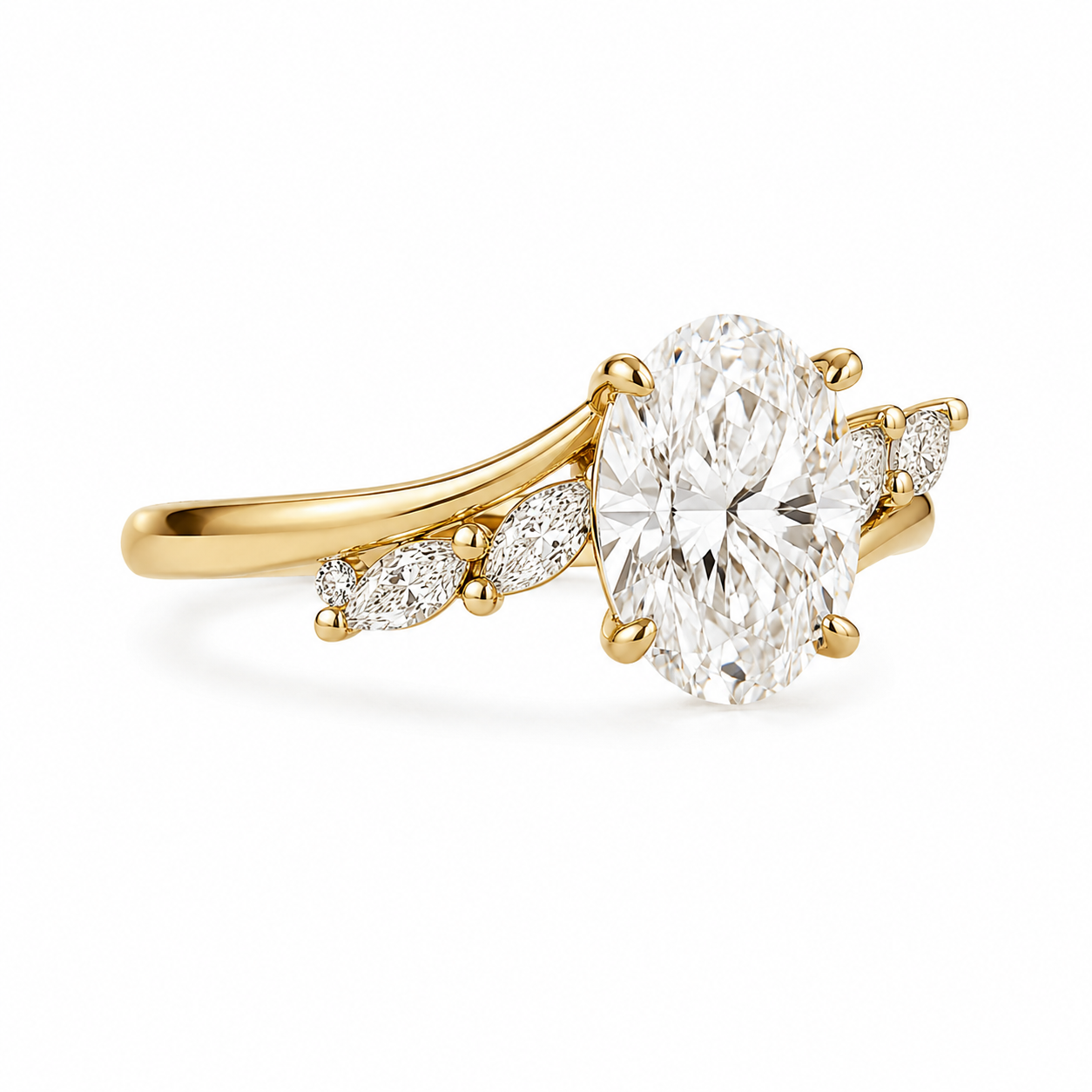 Lifestyle view of Oval Lab-Grown Diamond Engagement Ring in Yellow Gold