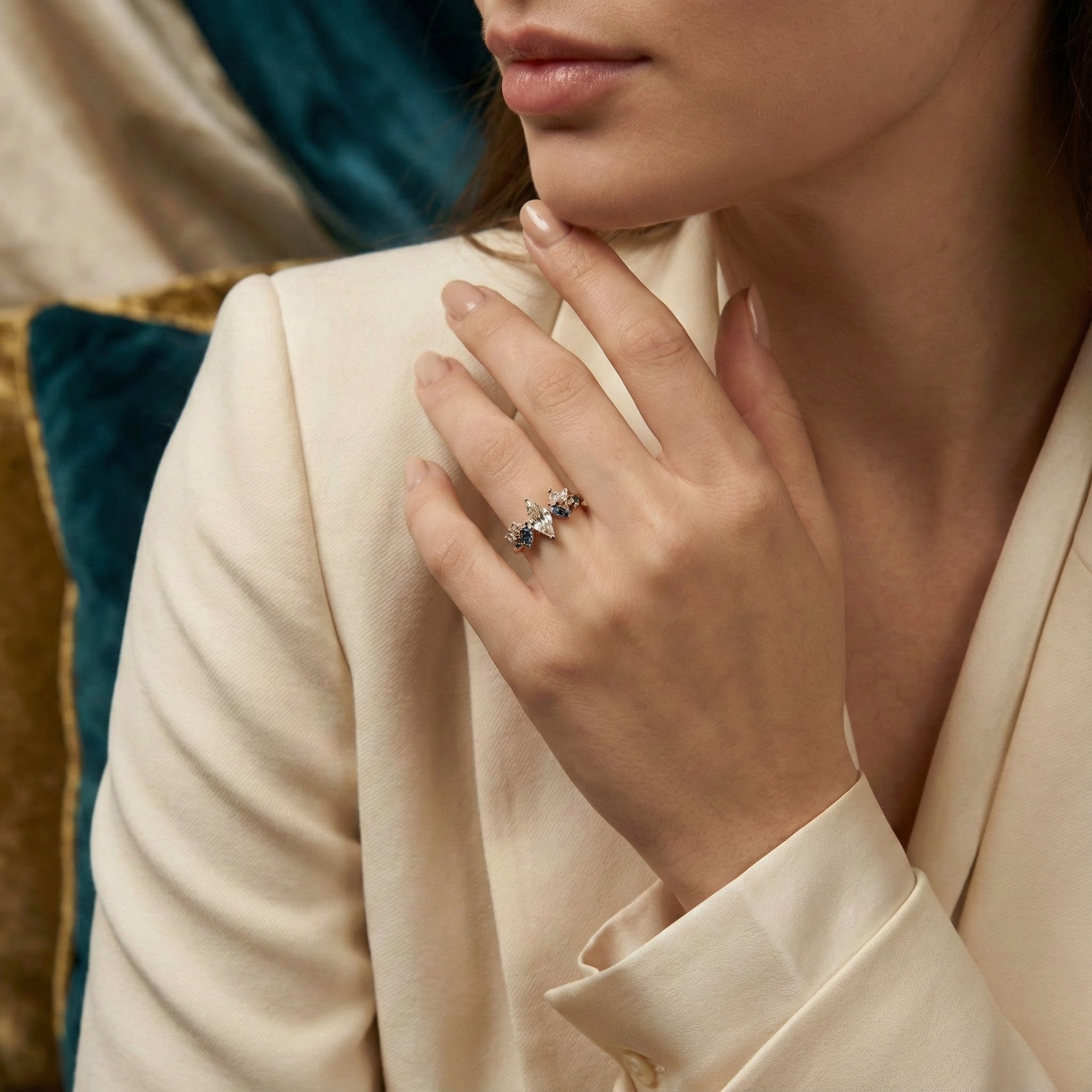 Personalized Kite Shape Moissanite Two-tone Wings Rose Gold Ring Special Engagement Ring