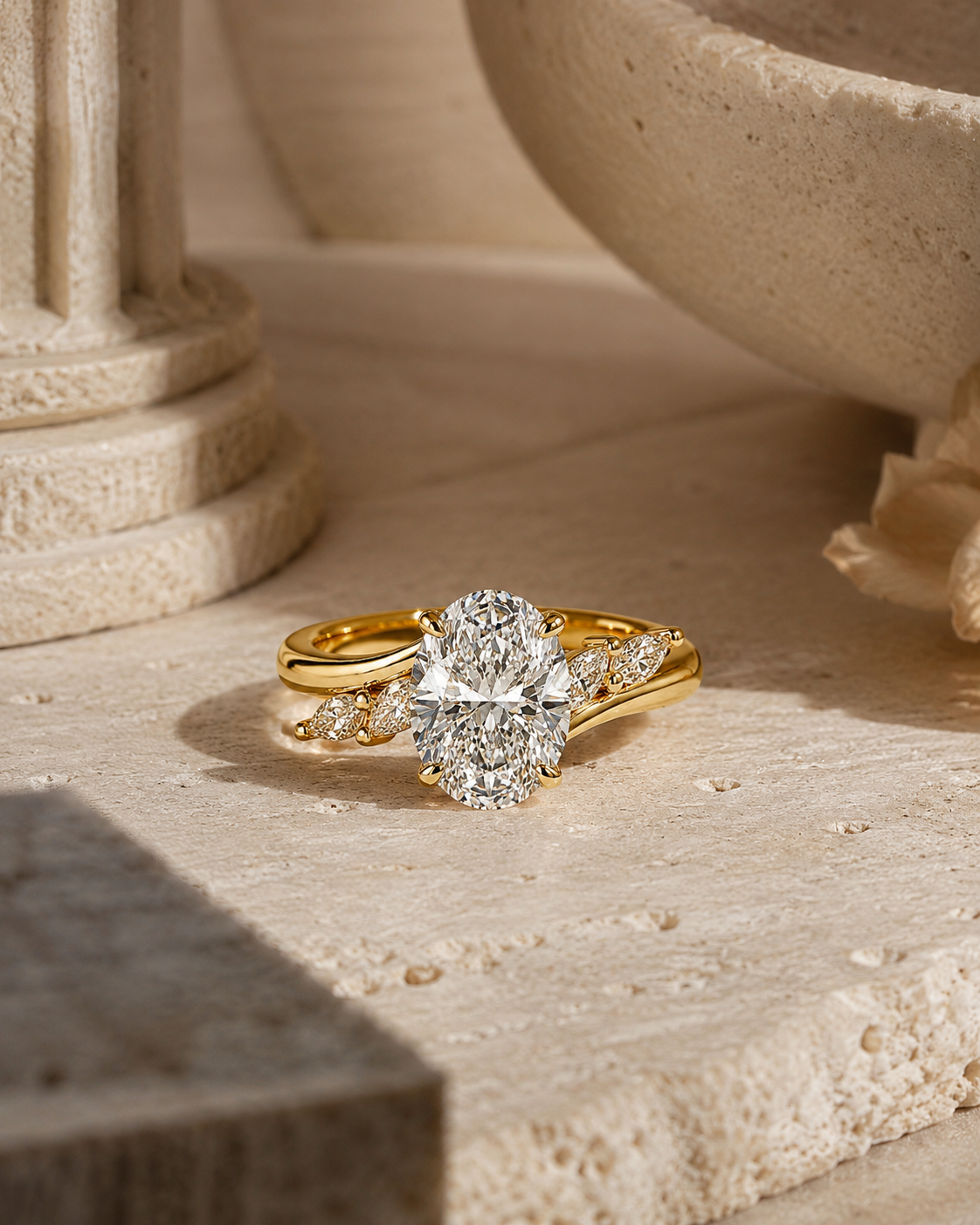 Product view of Oval Lab-Grown Diamond Engagement Ring in Yellow Gold