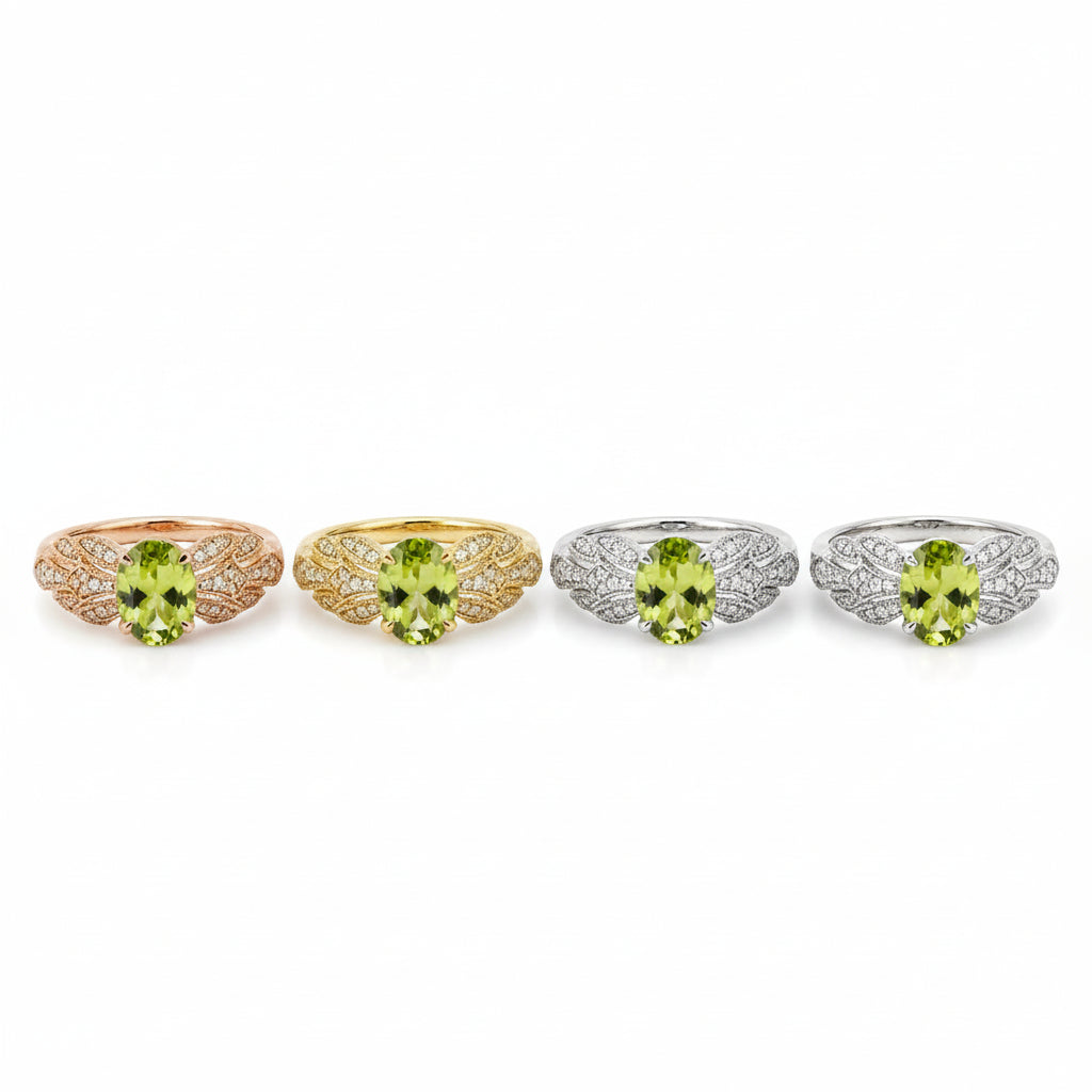 Lifestyle view of Oval Peridot Engagement Ring in Rose Gold