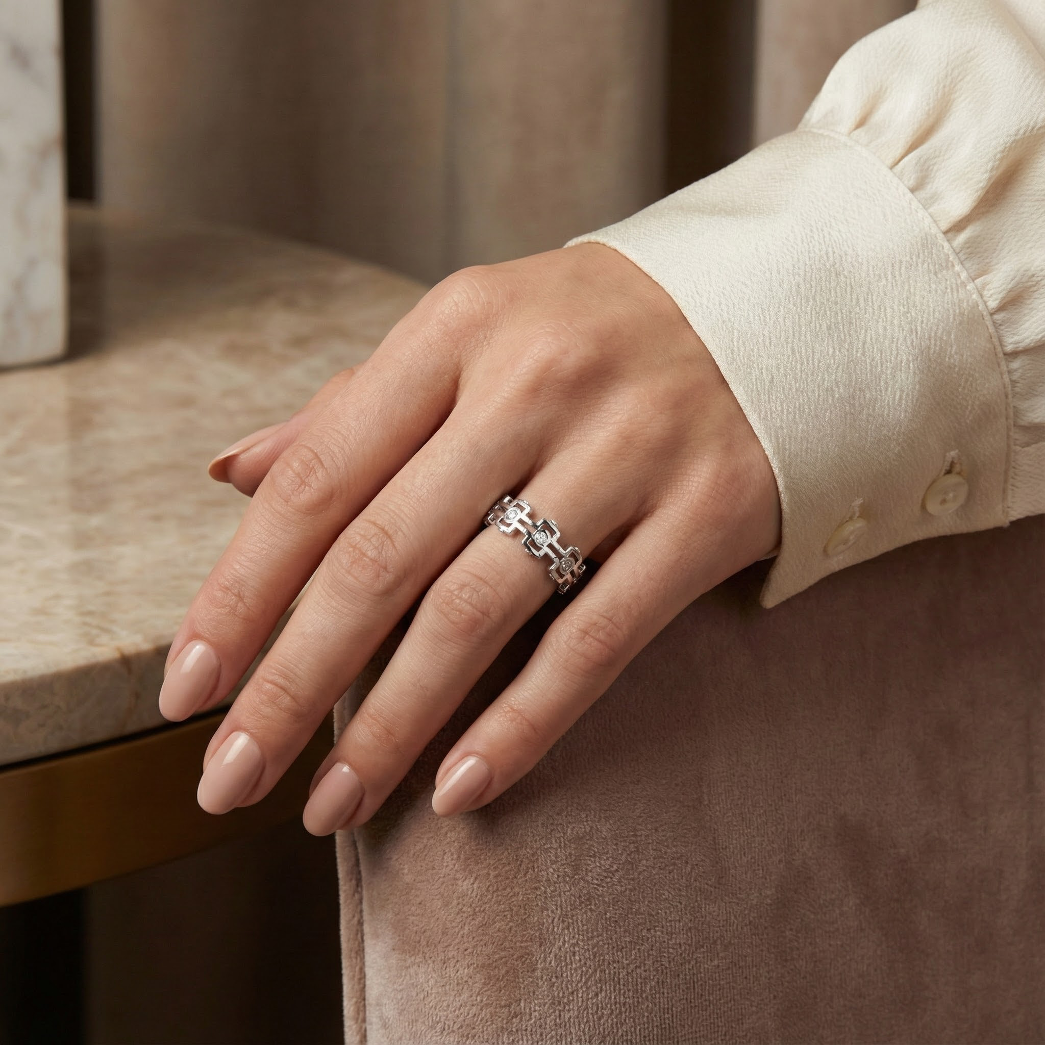 Unique White Gold Engagement Ring Diamond Promise Ring