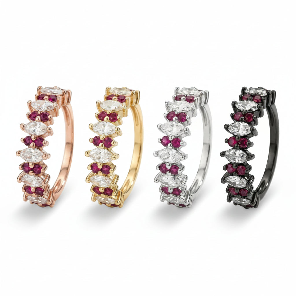 Lifestyle view of Marquise Moissanite Wedding Band in Gold