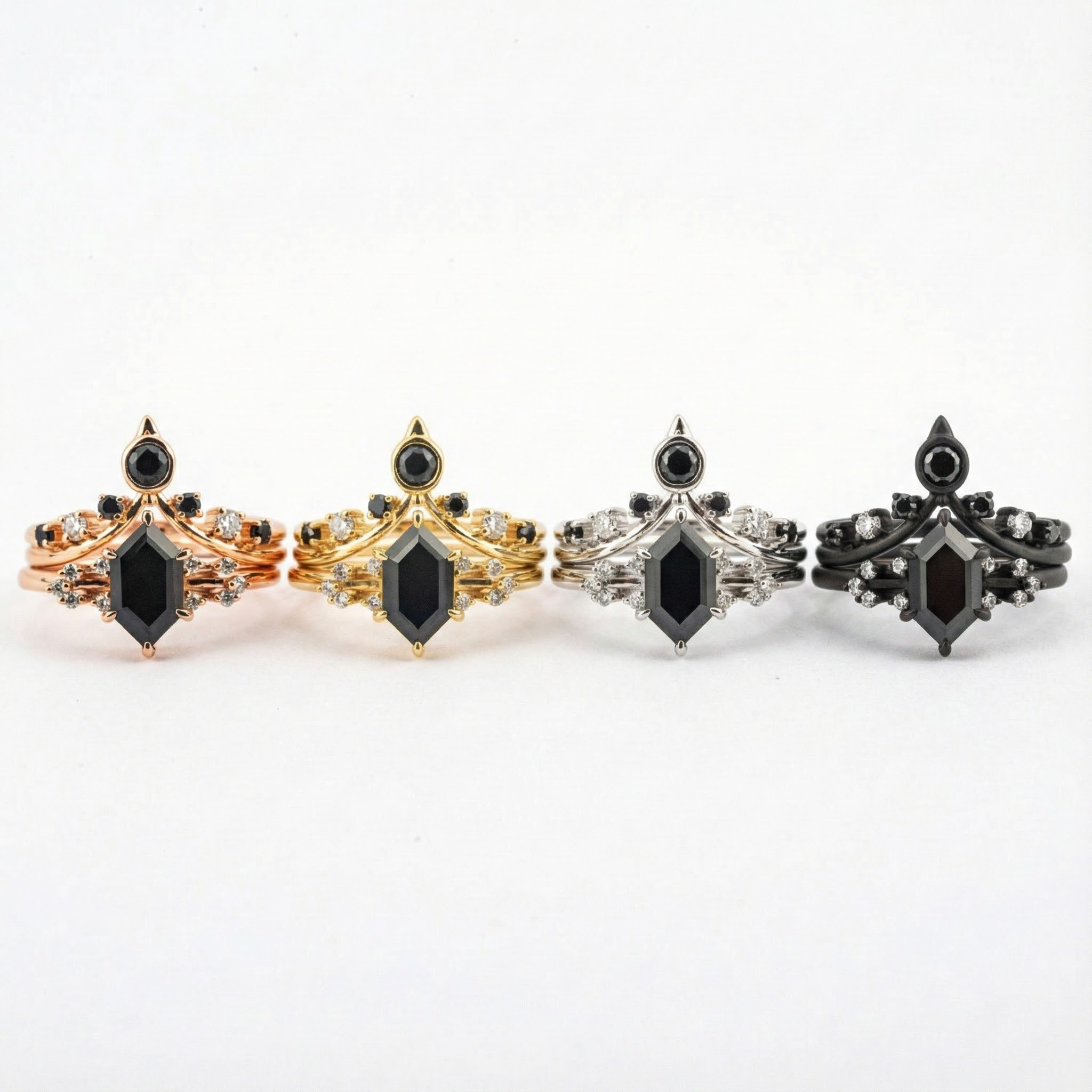 Black Onyx Ring - Luxurious Long Hexagon Set