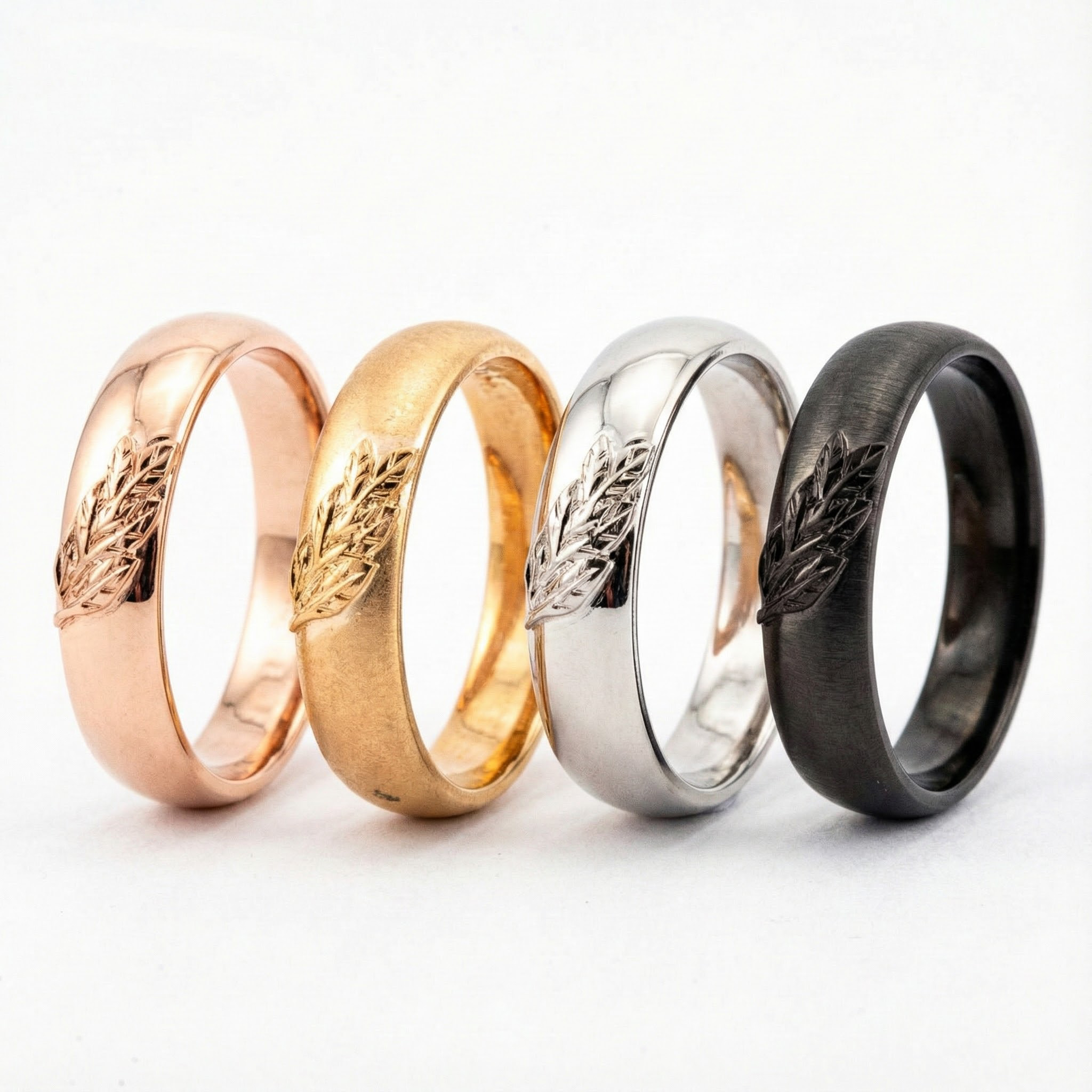 Classic Leaf Minimalist Wedding Promise Band Vintage Leaf Ring Engagement