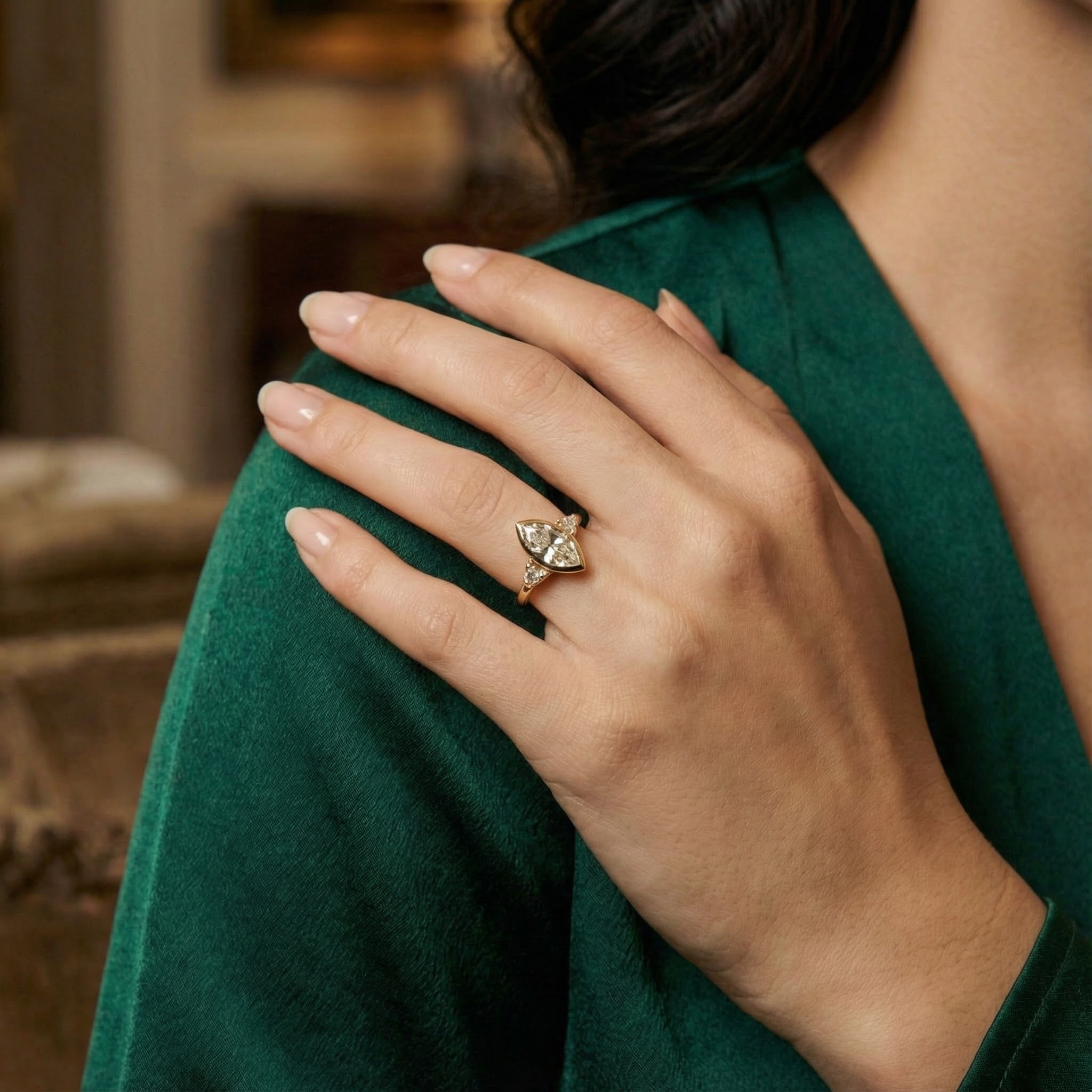 2 Carat Marquise Moissanite Wedding Ring Eternity Rings Vintage Gold Ring Diamond Ring