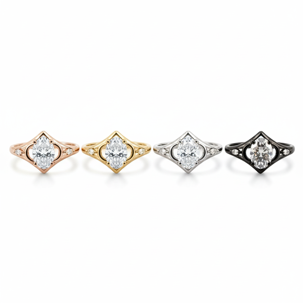 Lifestyle view of Oval Moissanite Engagement Ring in Gold