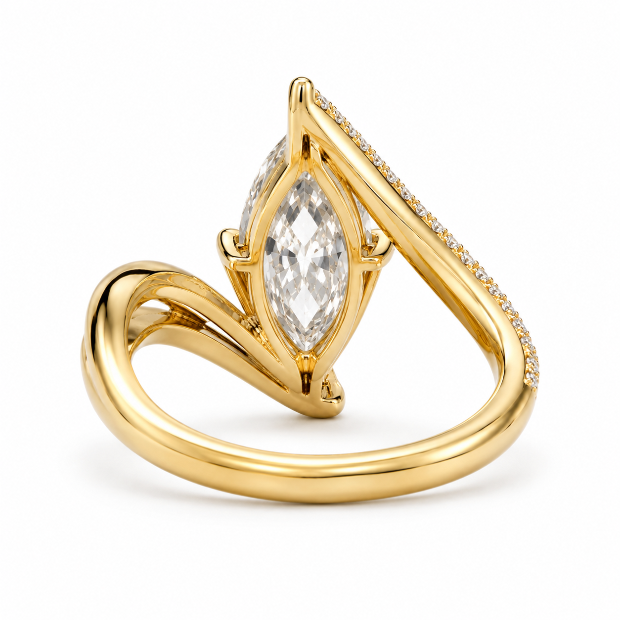 Lifestyle view of Marquise Lab-Grown Diamond Ring in Gold