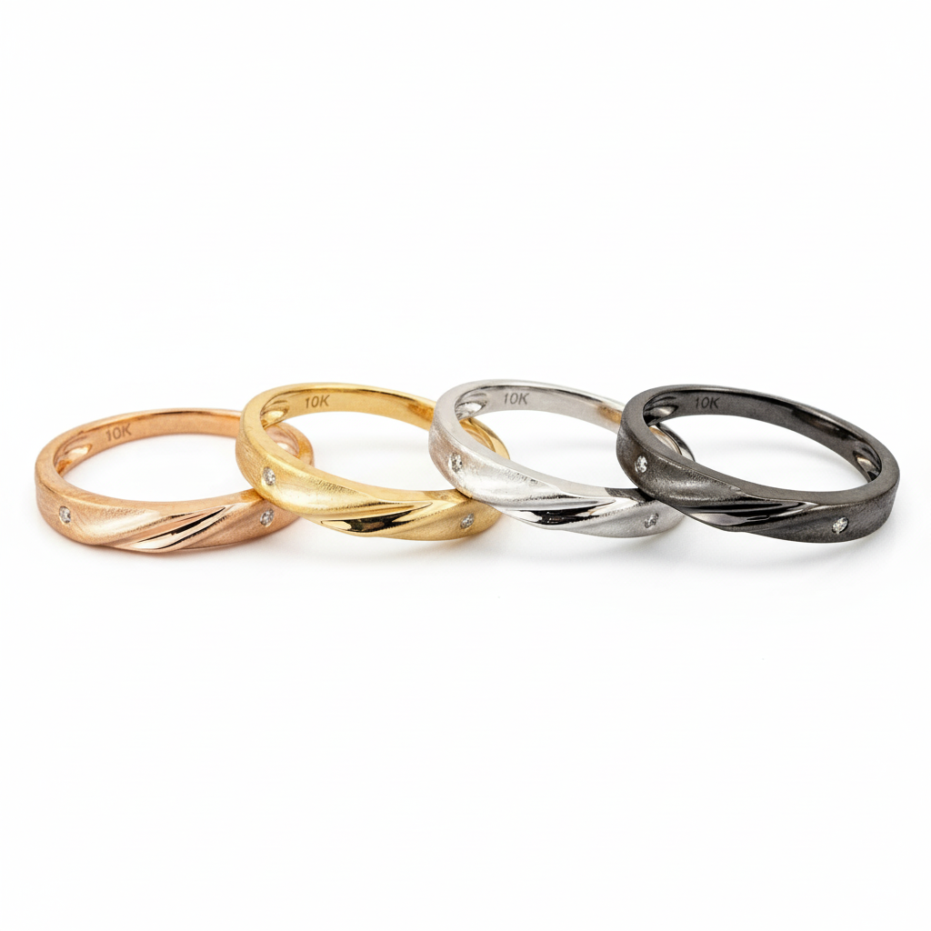 Lifestyle view of Moissanite Wedding Band in Rose Gold