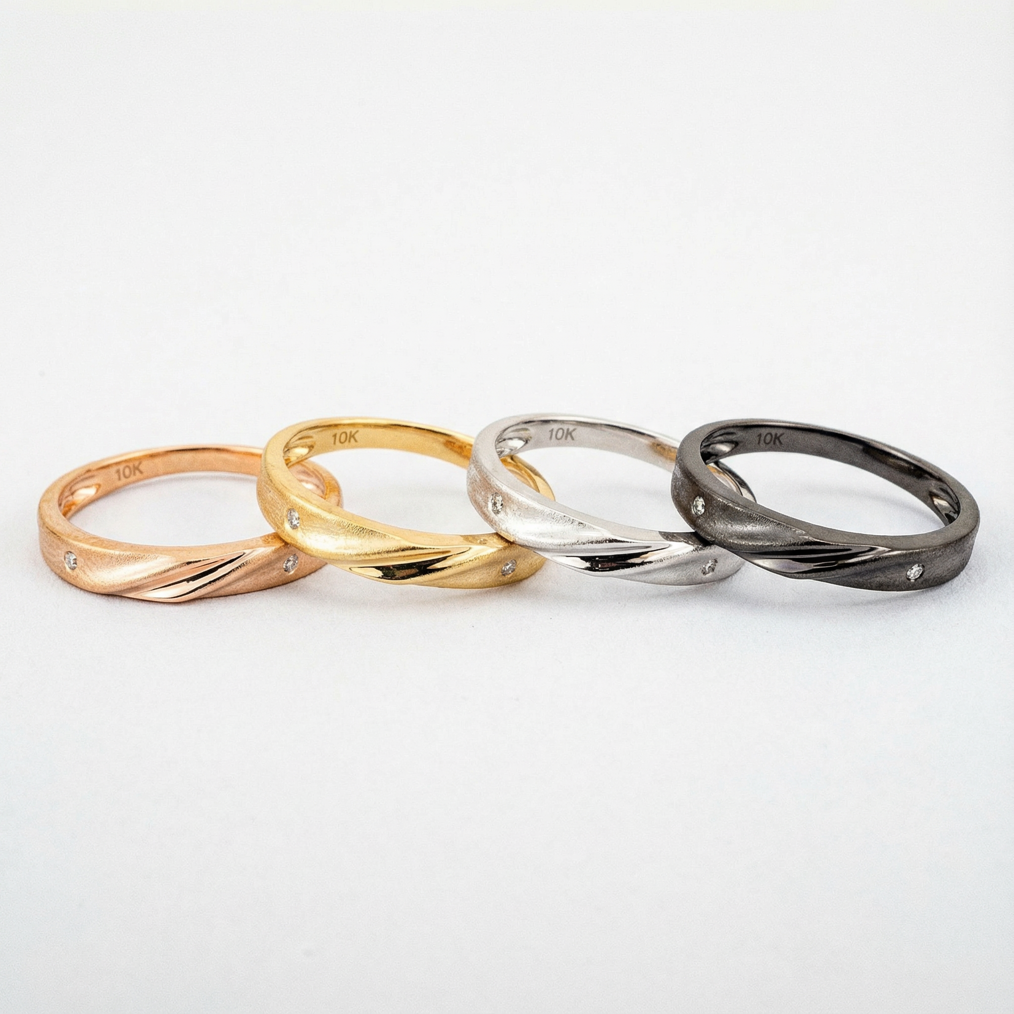 Minimalist Moissanite Rose Gold Engagement Band Diamond Engagement Band