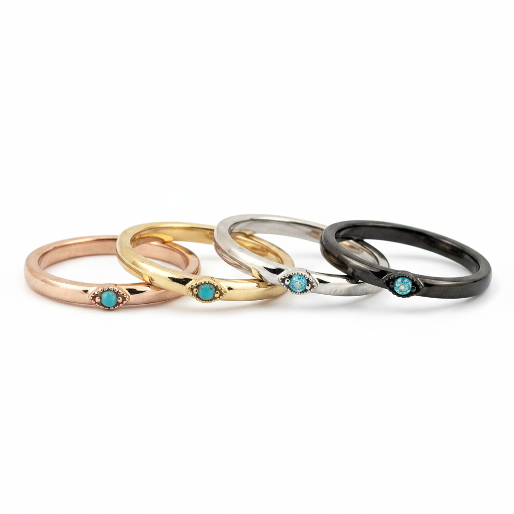 Lifestyle view of Turquoise Engagement Ring in White Gold