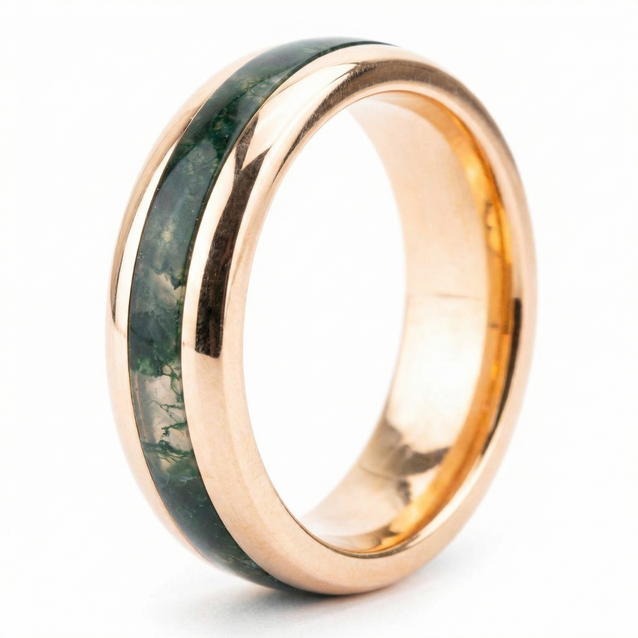 Product view of Moss Agate Men's Ring in Gold