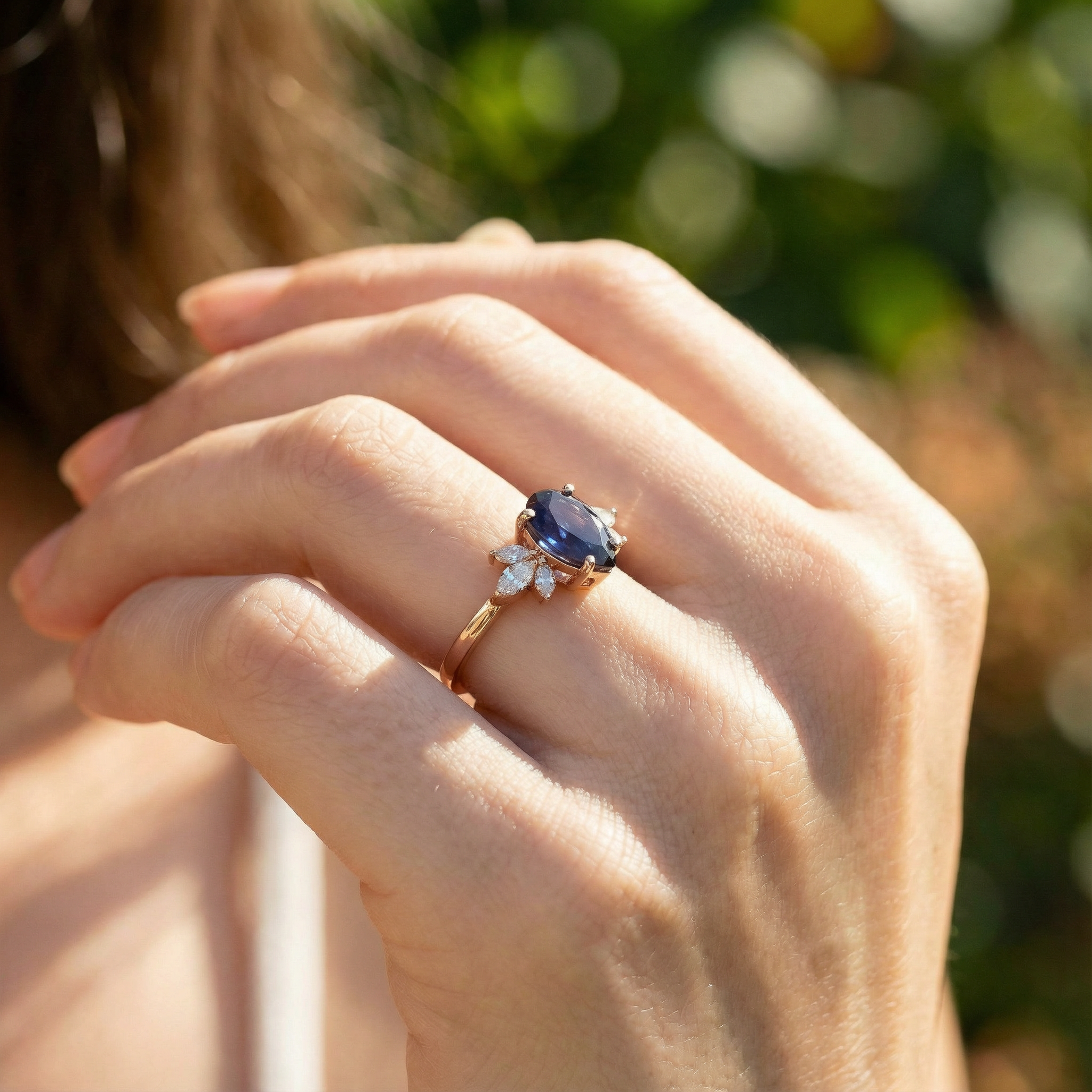 Elegant pear cut Alexandrite ring, the ultimate symbol of love and commitment.