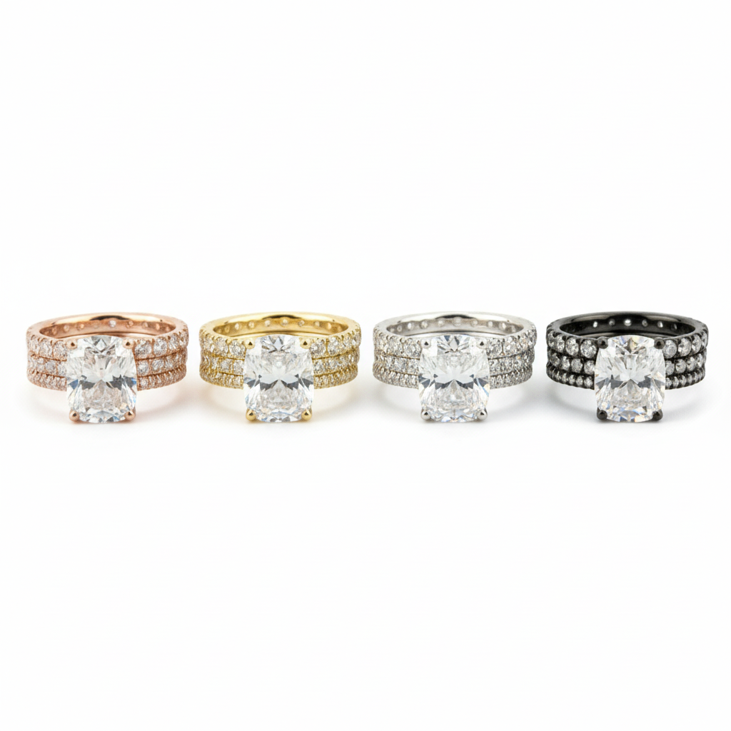 Lifestyle view of Emerald Ring Set in White Gold