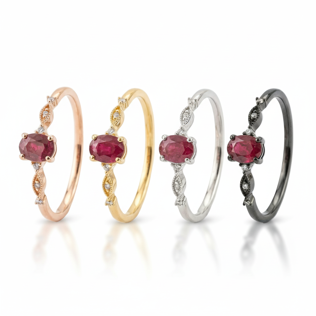 Lifestyle view of Oval Garnet Engagement Ring in Rose Gold