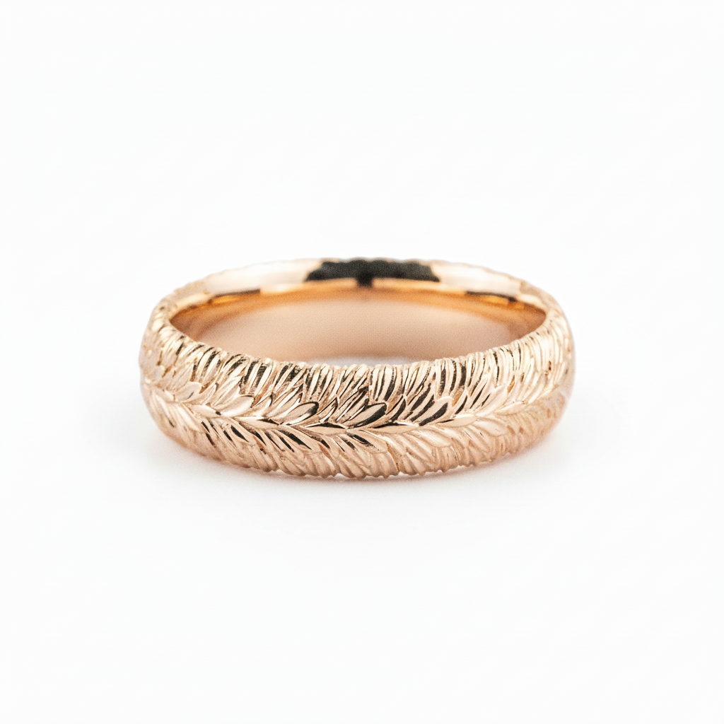 Front view of Nature-Inspired Wedding Band in Rose Gold