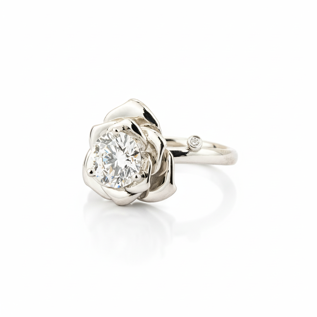 Product view of Moissanite Engagement Ring in White Gold
