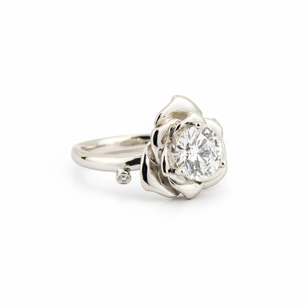 Product view of Moissanite Engagement Ring in White Gold