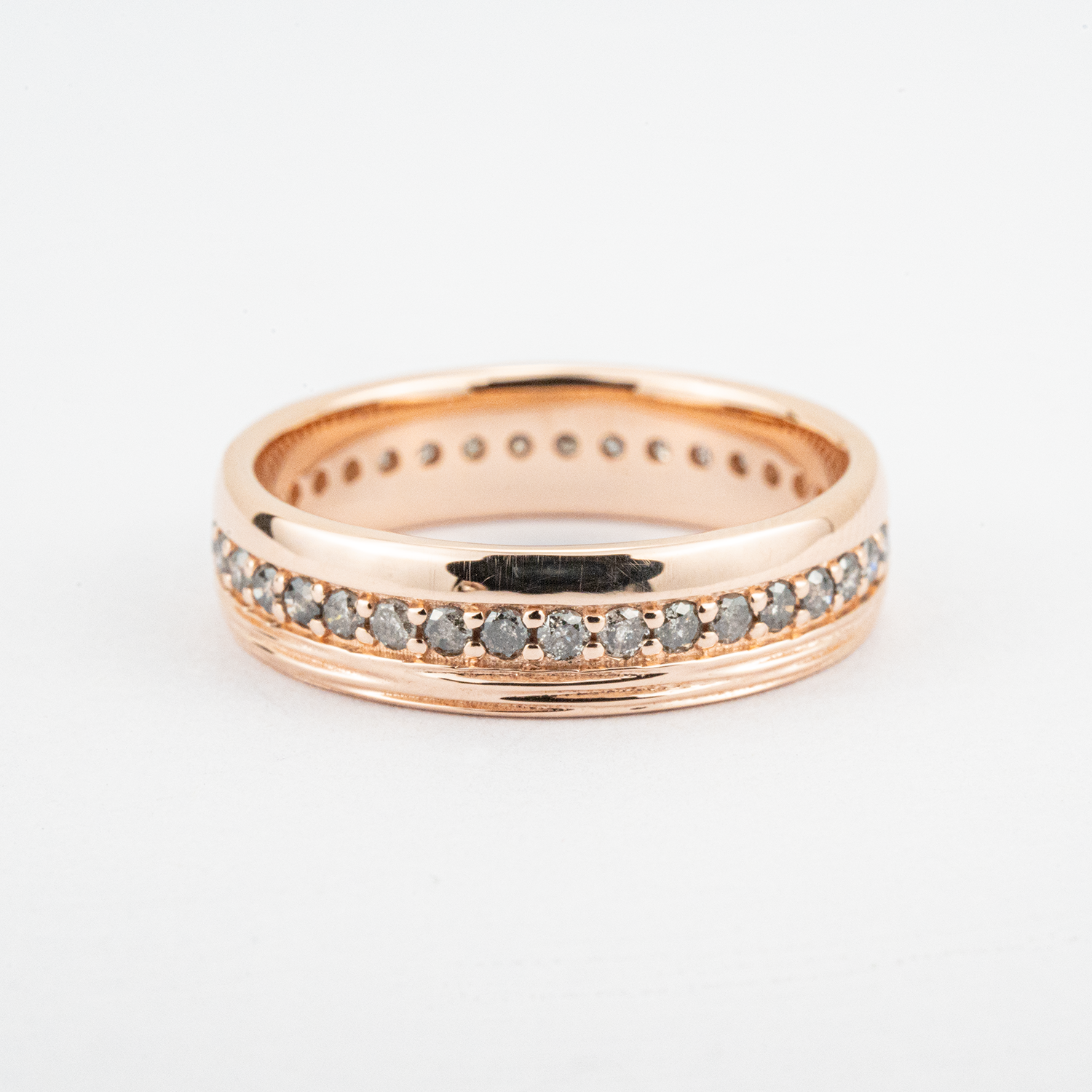 Classic Salt and Pepper Diamond Rose Gold Band Wedding Band Man Ring Band For Him