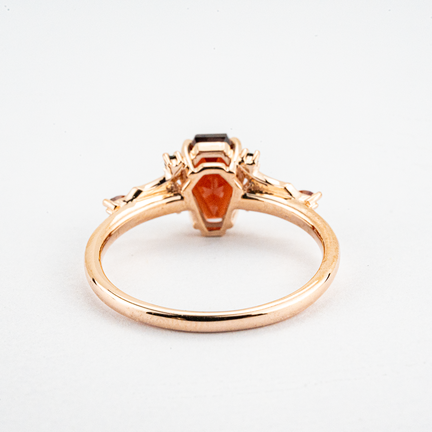 Coffin Garnet with Black Onyx Rose Gold Statement Ring Set Special Engagement Ring