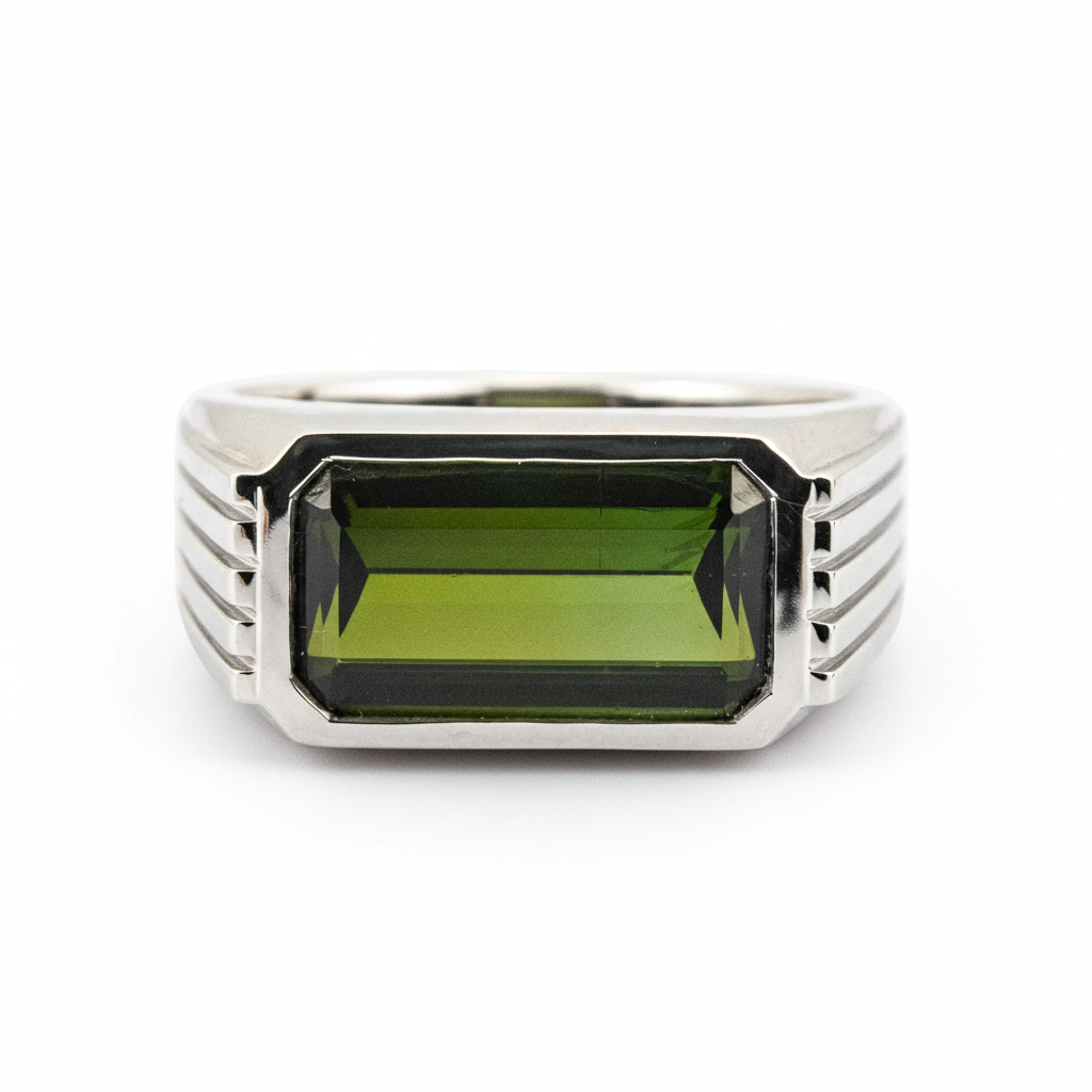 Front view of Tourmaline Men's Ring in Gold