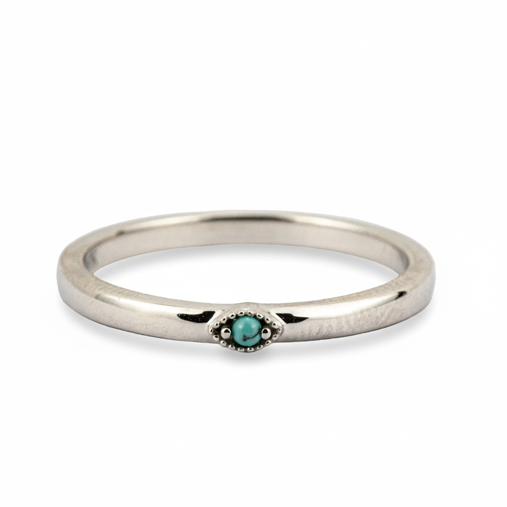 Minimalist Turquoise and White Gold Engagement Ring Anniversary Rings