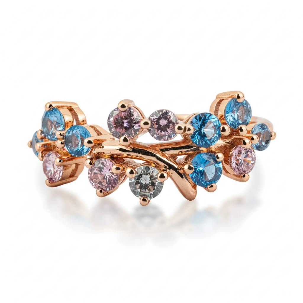 Front view of Moissanite Engagement Ring in Gold