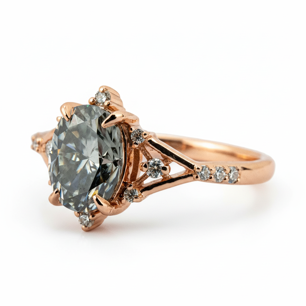 Product view of Oval Moissanite Engagement Ring in Gold