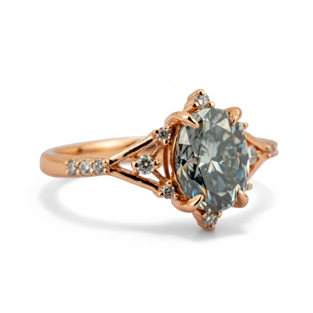 Product view of Oval Moissanite Engagement Ring in Gold