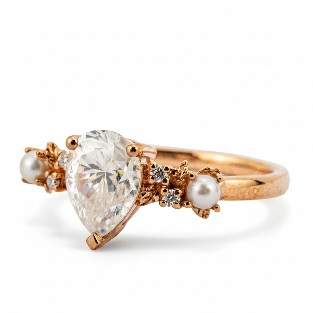 Product view of Pear Moissanite Engagement Ring in Gold