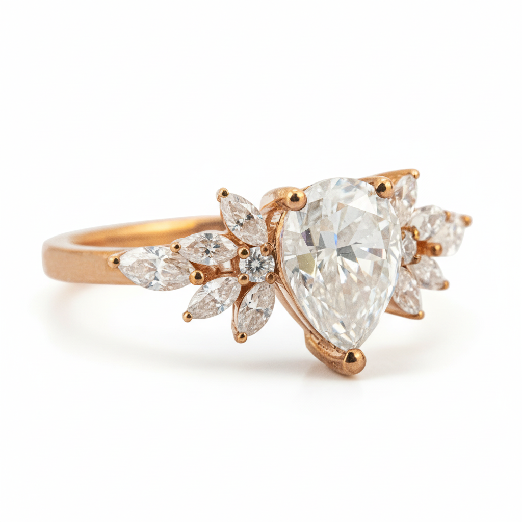 Product view of Pear Moissanite Engagement Ring in Gold