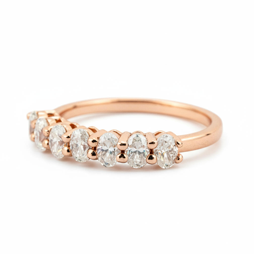 Product view of Oval Moissanite Wedding Band in Gold