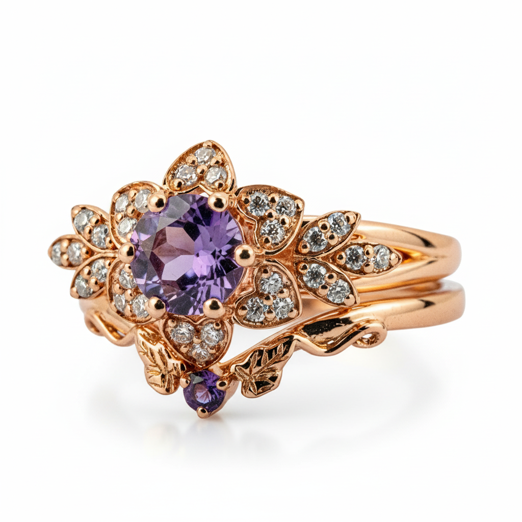 Product view of Amethyst Ring Set in Gold