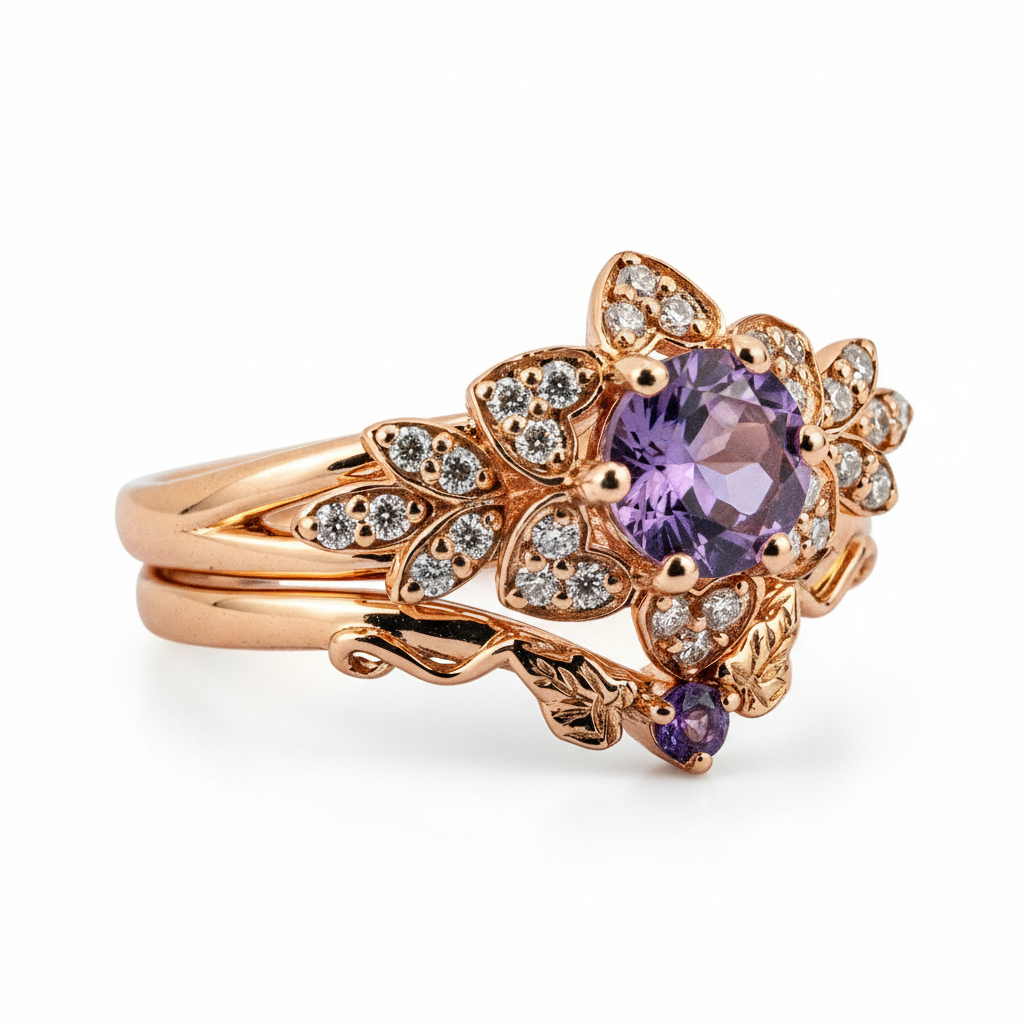 Product view of Amethyst Ring Set in Gold