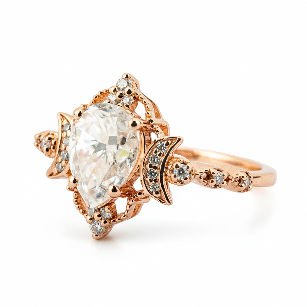 Product view of Pear Moissanite Engagement Ring in Gold